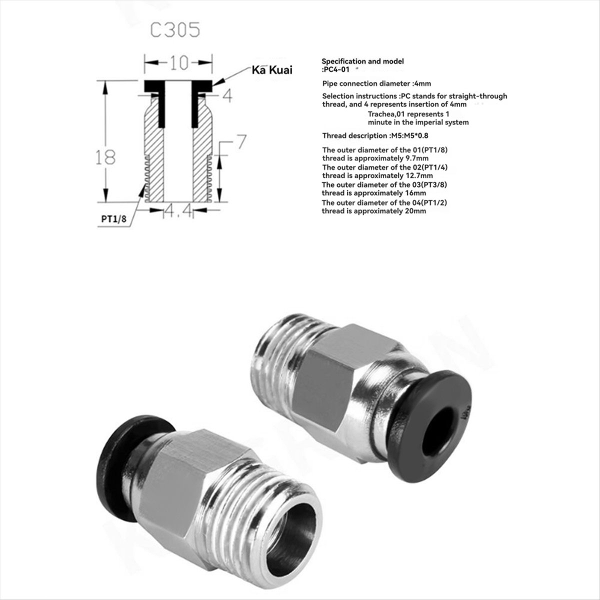 【A60I】 Raccord pneumatique dro - Ptfe Tube avis et prix