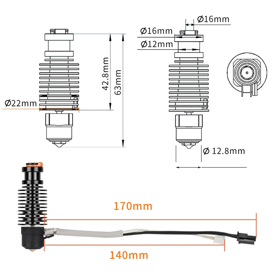 Volcan Hotend E3D V6 24V 50W 6 - Bowden Tube avis et prix