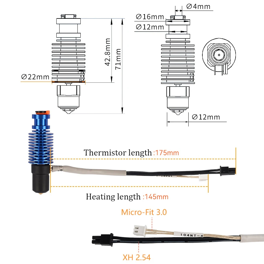 Volcan Hotend E3D V6 24V 50W 6 - Bowden Tube avis et prix